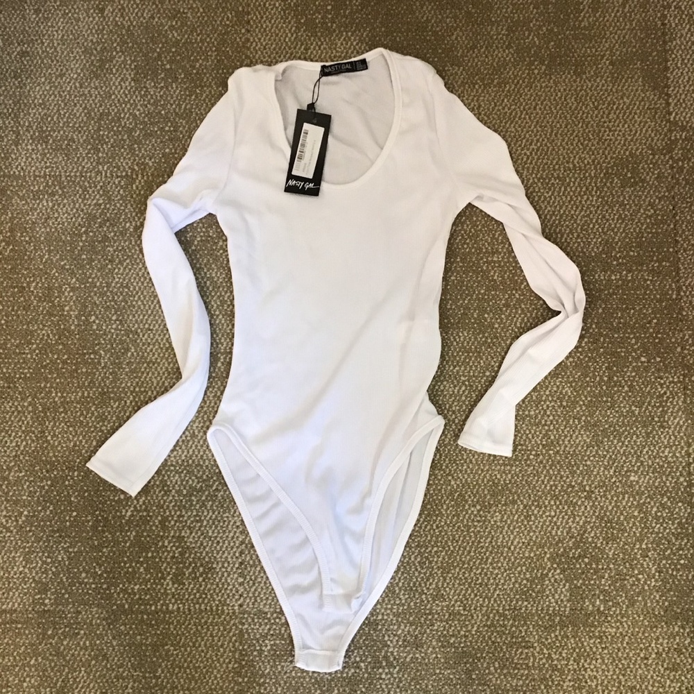 NWT Nasty Gal white ribbed bodysuit